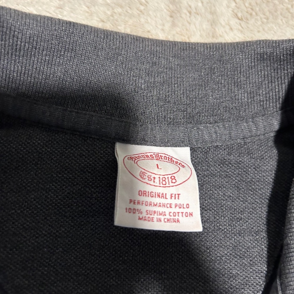Brooks Brothers Performance Polo Mens Large Charcoal Gray Supima Cotton Logo - Picture 3 of 7